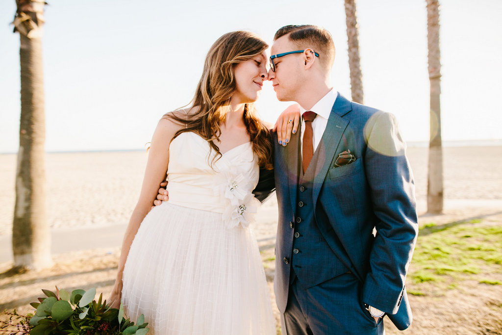 wedding client in blue three piece suit