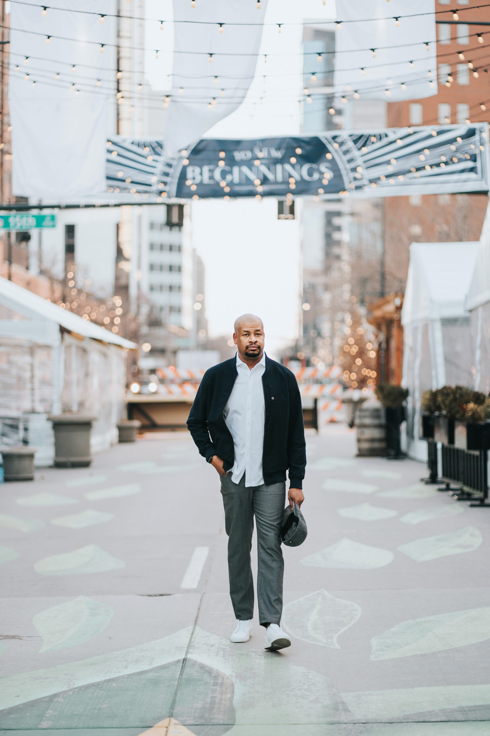 custom wool 5-pocket pants with bomber jacket